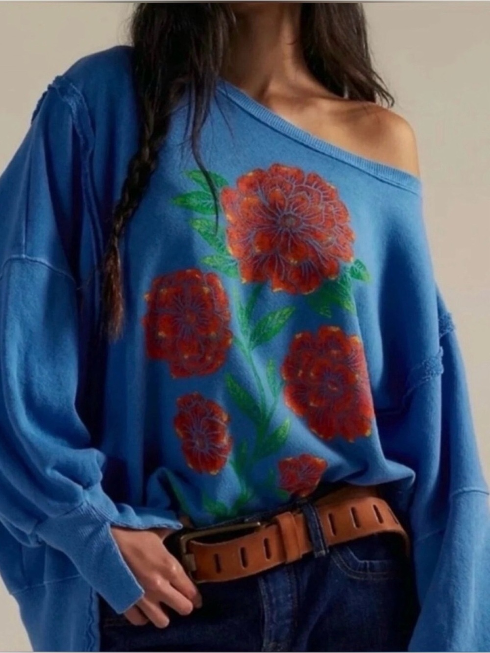 🌺 We The Free Graphic Camden Swedish Blue Combo Flower NWT